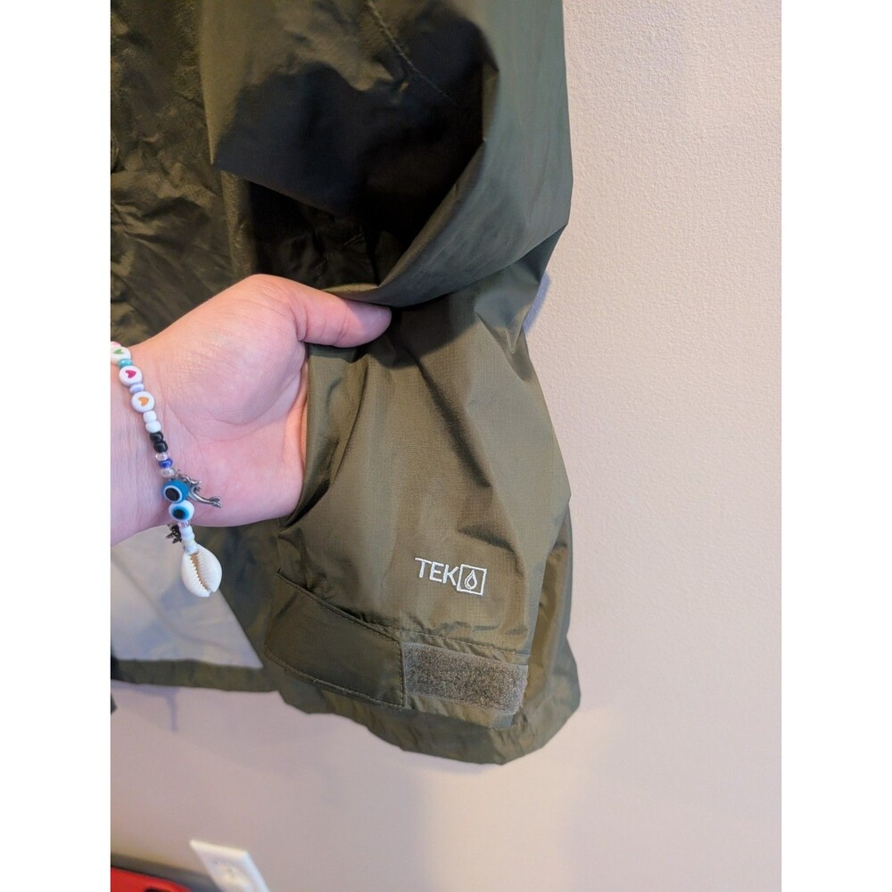 L.L. Bean Trail Model Rain Jacket Men's S Green Blue Tek Waterproof Hooded Nylon - Picture 8 of 11